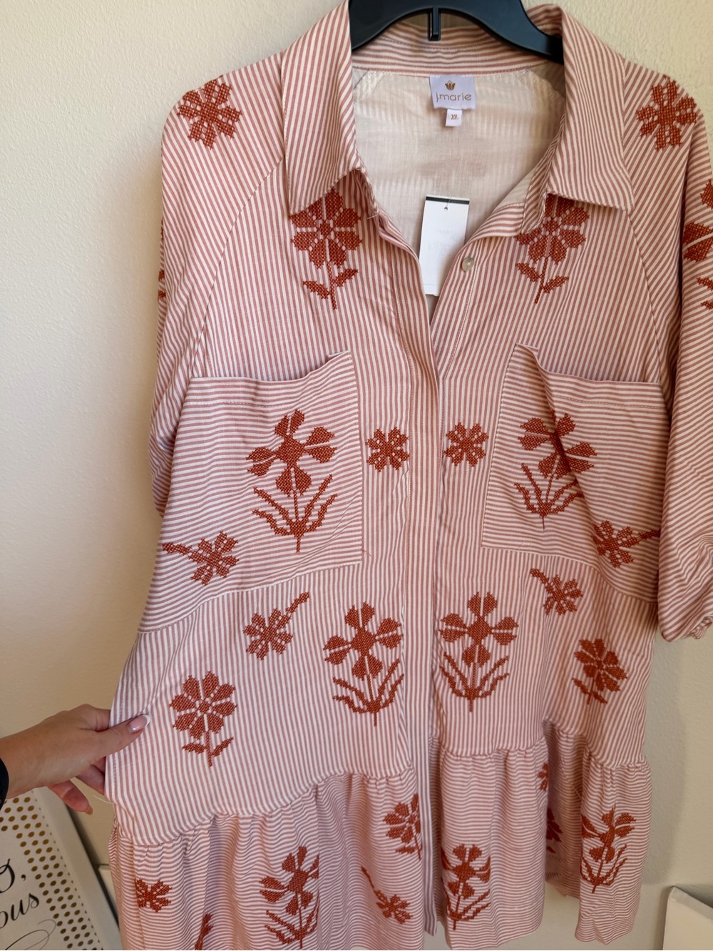 NWT J.Marie Kade Embroidered Short Sleeve Button up Mini Dress Sz XL - Picture 13 of 16